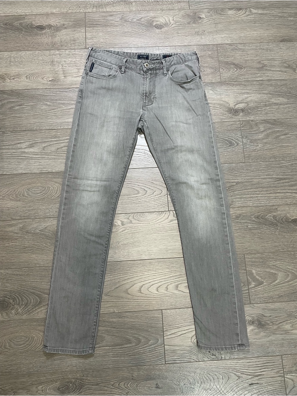 Armani Jeans Men's Slim Straight Gray Washed Jeans